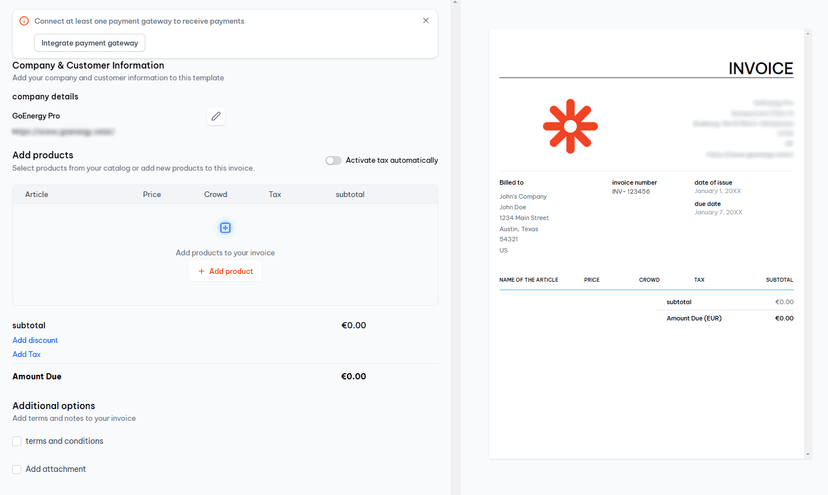 Payment Setup